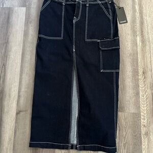 True Religion Denim Maxi Cargo Skirt NWT size 29 Women’s designer 2S Body Rinse